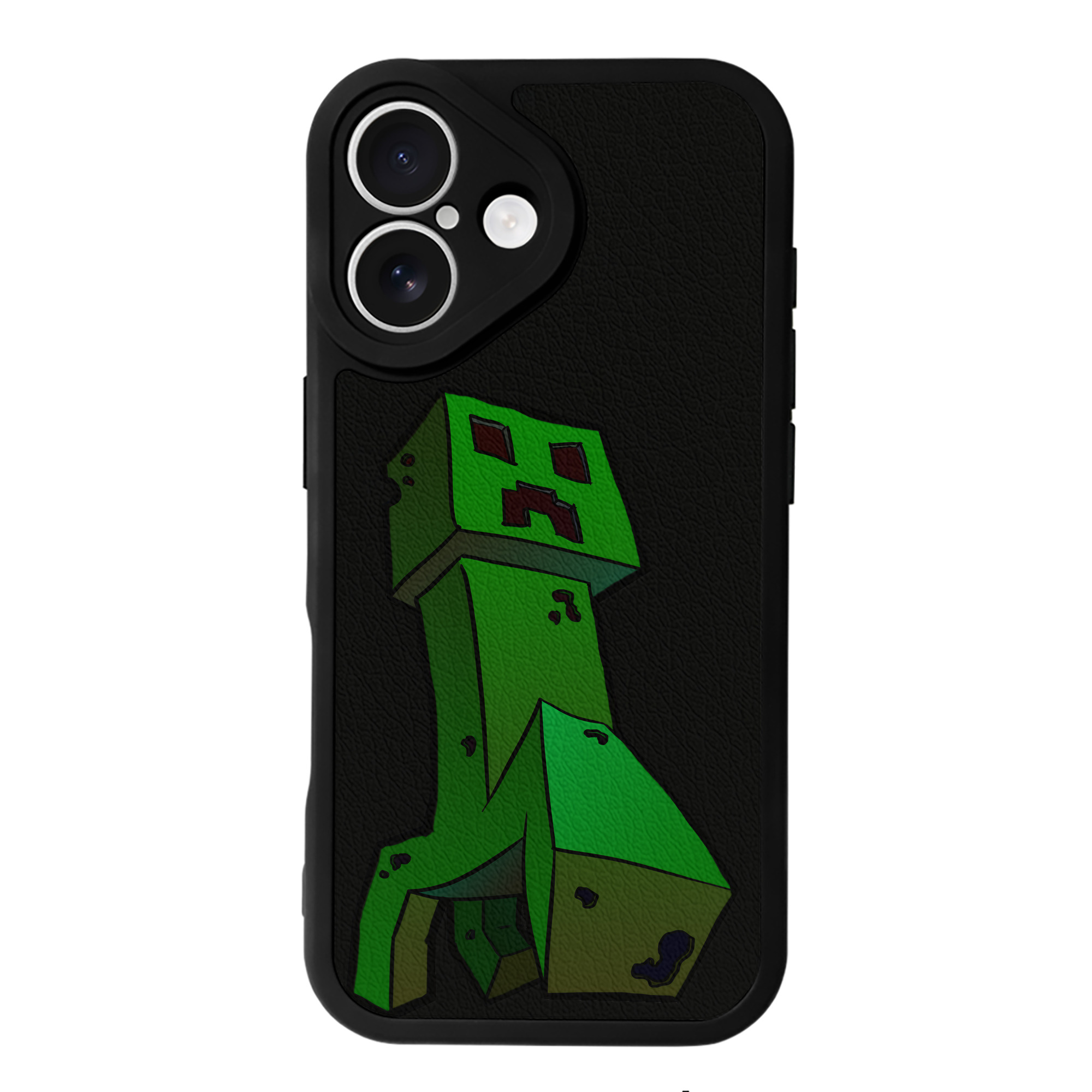 （画像用） マインクラフト ブロックの世界 Minecraft MC Block world 【iPhone 16シリーズ対応】シリコンスマホケース（レザー調） 材質：シリコン
